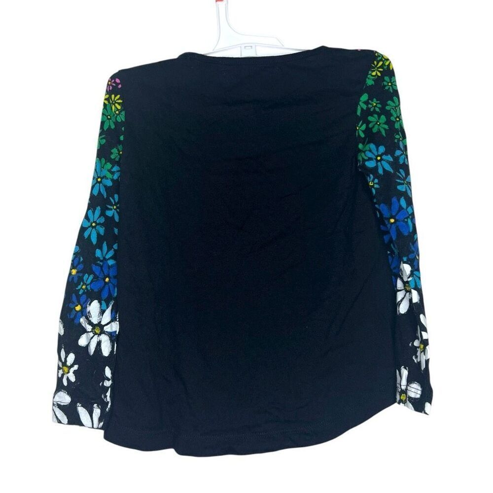 Desigual Girls Long Sleeve Floral Top Size 3/4 Multicolor Flower Print Sequins - Picture 4 of 4
